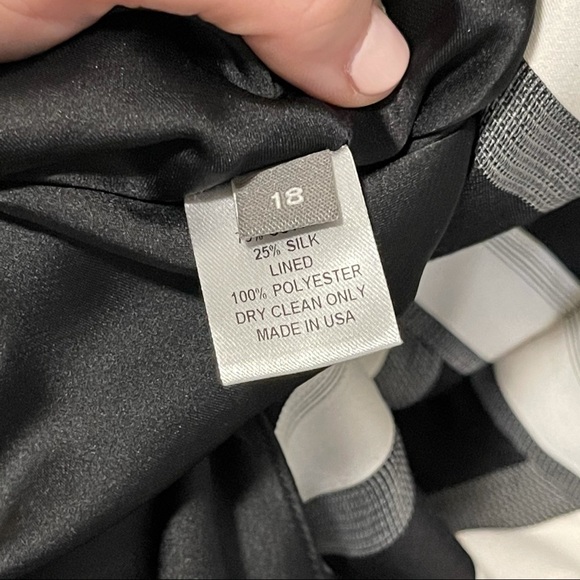 lela rose off the shoulder black and white stripe midi dress - Picture 12 of 13